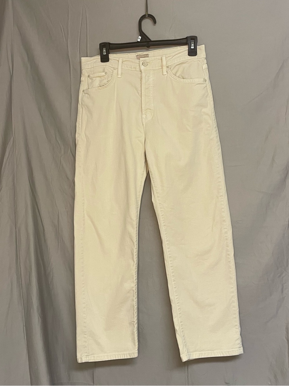 MOTHER The Ditcher Crop Chalk It Up Cream High-Waisted Denim Pants